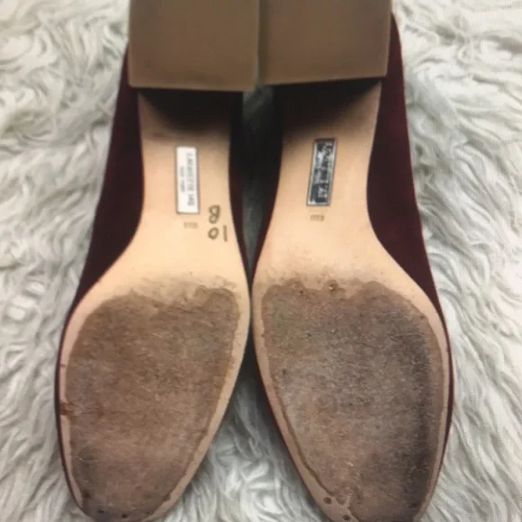 Lafayette 148 burgundy suede almond toe purmp heele - Picture 6 of 6